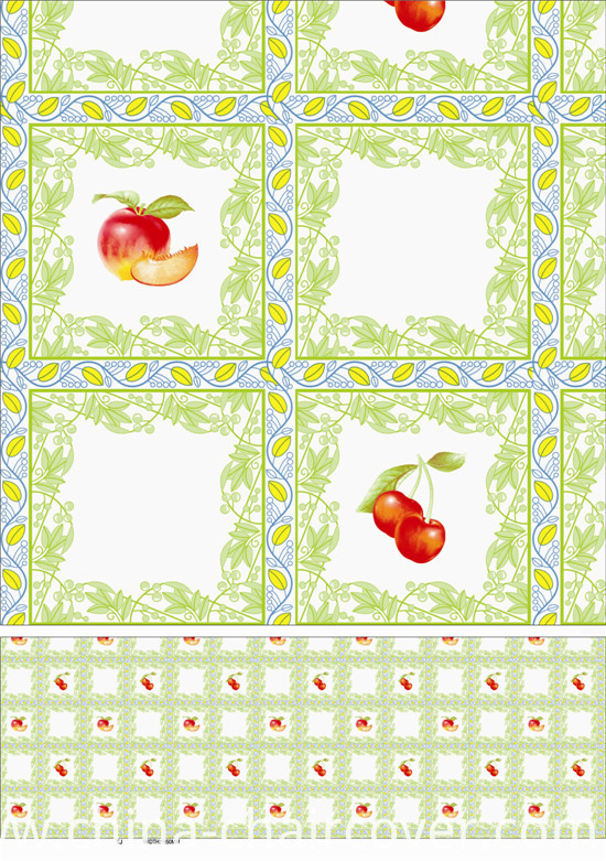 PVC Table Cloth Plastic Transparent, Vinyl Material and Square Shape, PVC Clear Printed Tablecover